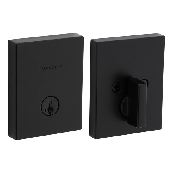 Rectangular Low Profile Single Cylinder SmartKey Deadbolt, 6AL Latch, KA3 Matte Black Finish